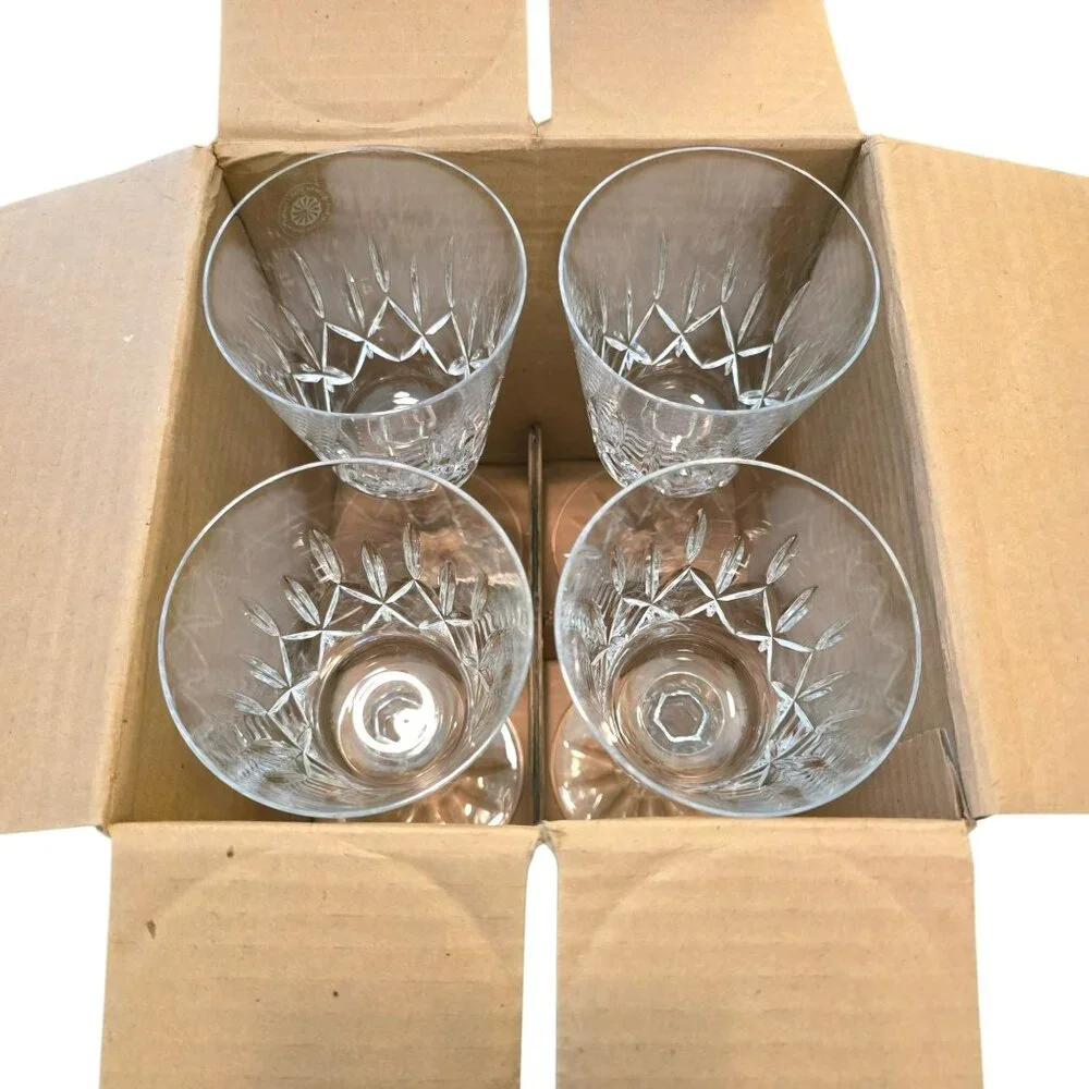 Galway Irish Leaded Crystal Balmoral Goblet Set Of 4 Glasses In Box DH1365